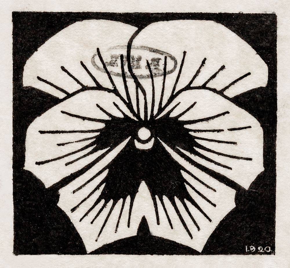 Woodcut flower (1920) by Julie de Graag (1877-1924). Original from The Rijksmuseum. Digitally enhanced by rawpixel.