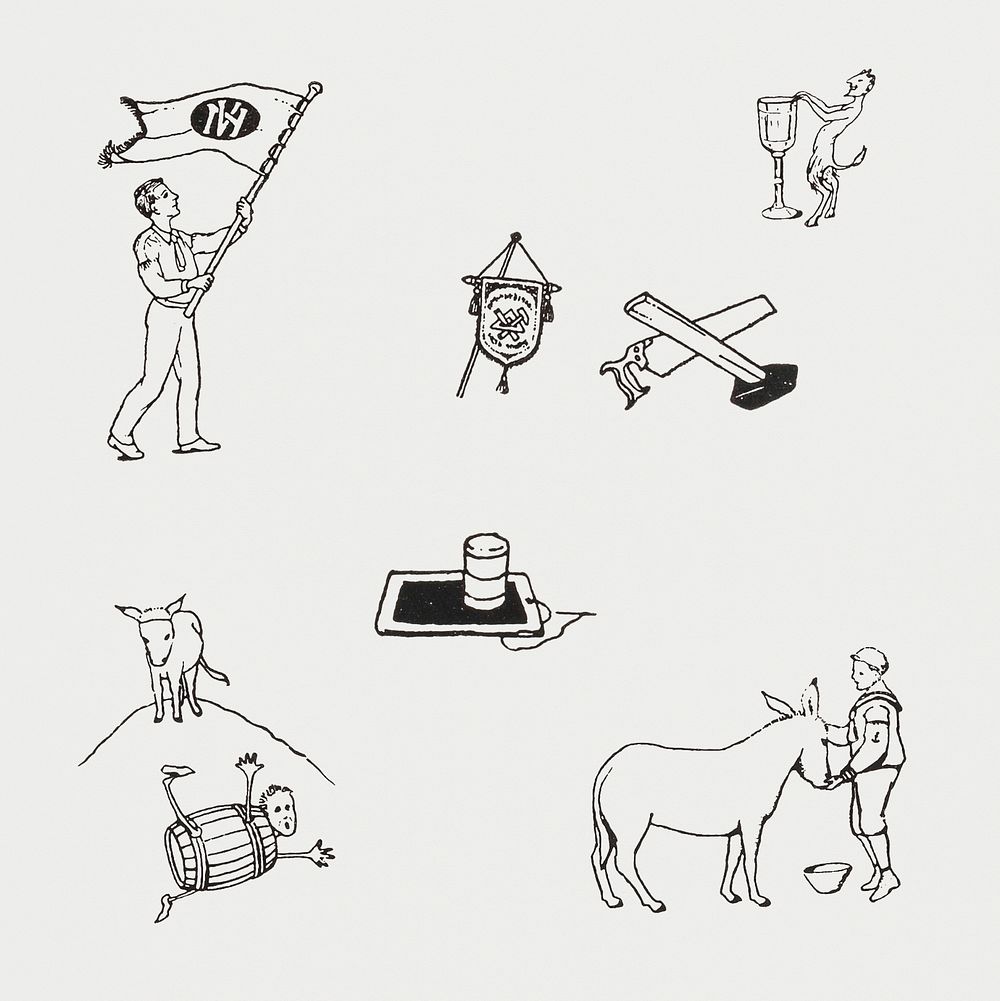 Woodcut icons by Julie de Graag (1877-1924). Original from The Rijksmuseum. Digitally enhanced by rawpixel.