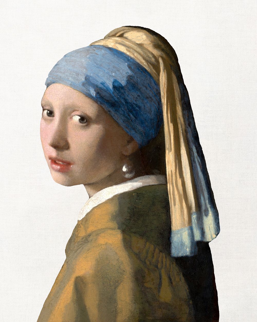 Girl with a Pearl Earring illustration, Johannes Vermeer's famous artwork, remastered by rawpixel