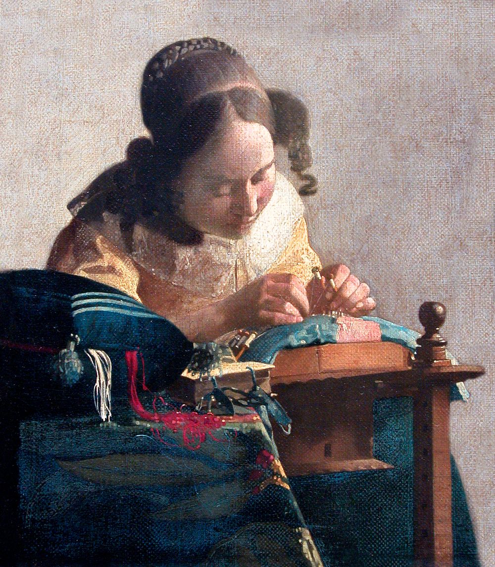 Johannes Vermeer&rsquo;s The Lacemaker (ca.1669&ndash;1671) famous painting. Original from Wikimedia Commons. Digitally…