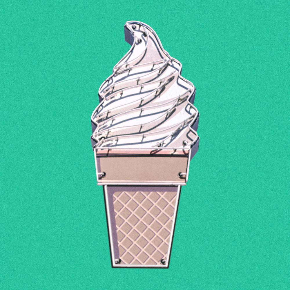 Ice cream cone psd sign, remixed from artworks by John Margolies