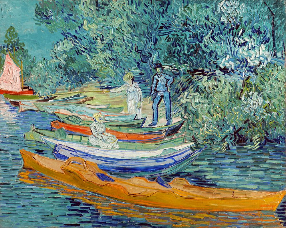 Vincent van Gogh's Bank of the Oise at Auvers (1890) famous painting. Original from the Detroit Institute of Arts. Digitally…