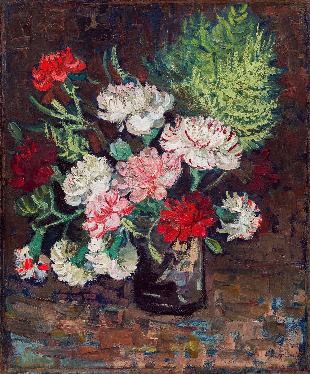 Vincent van Gogh's Vase with Carnations (1886) famous painting. Original from the Detroit Institute of Arts. Digitally…