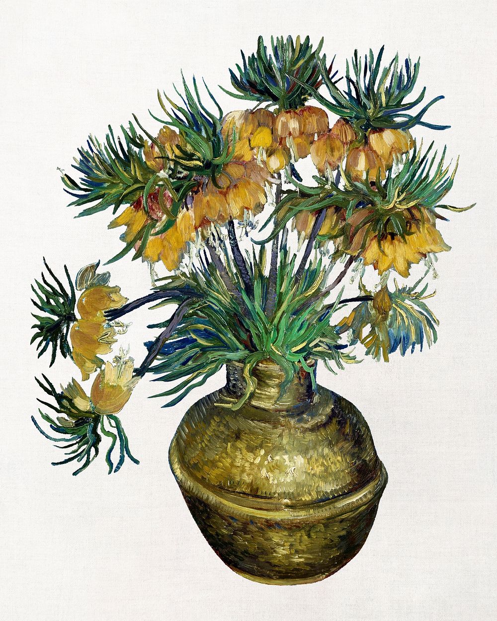 Imperial Fritillaries in a Copper Vase illustration, Van Gogh's famous flower artwork, remastered by rawpixel