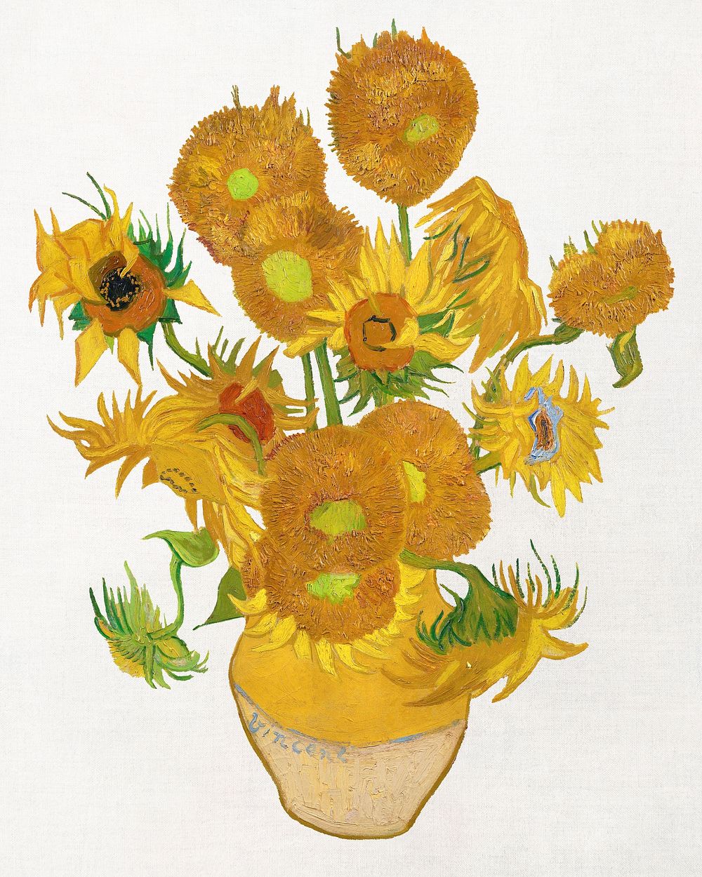 Van Gogh&rsquo;s Sunflowers clipart, vintage oil painting illustration psd, digitally enhanced from famous artwork 