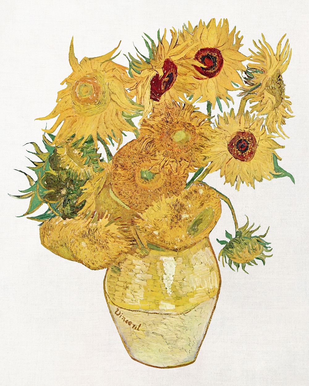 Van Gogh&rsquo;s Vase with Twelve Sunflowers illustration, famous painting, remastered by rawpixel