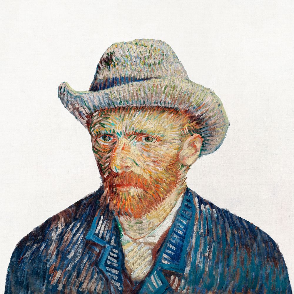 Self-Portrait with Grey Felt Hat illustration, Van Gogh's famous artwork, remastered by rawpixel