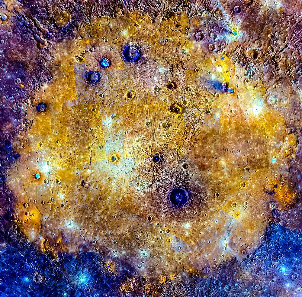 Mosaic of Caloris basin. Feb 25th, 2015. Original from NASA. Digitally enhanced by rawpixel.