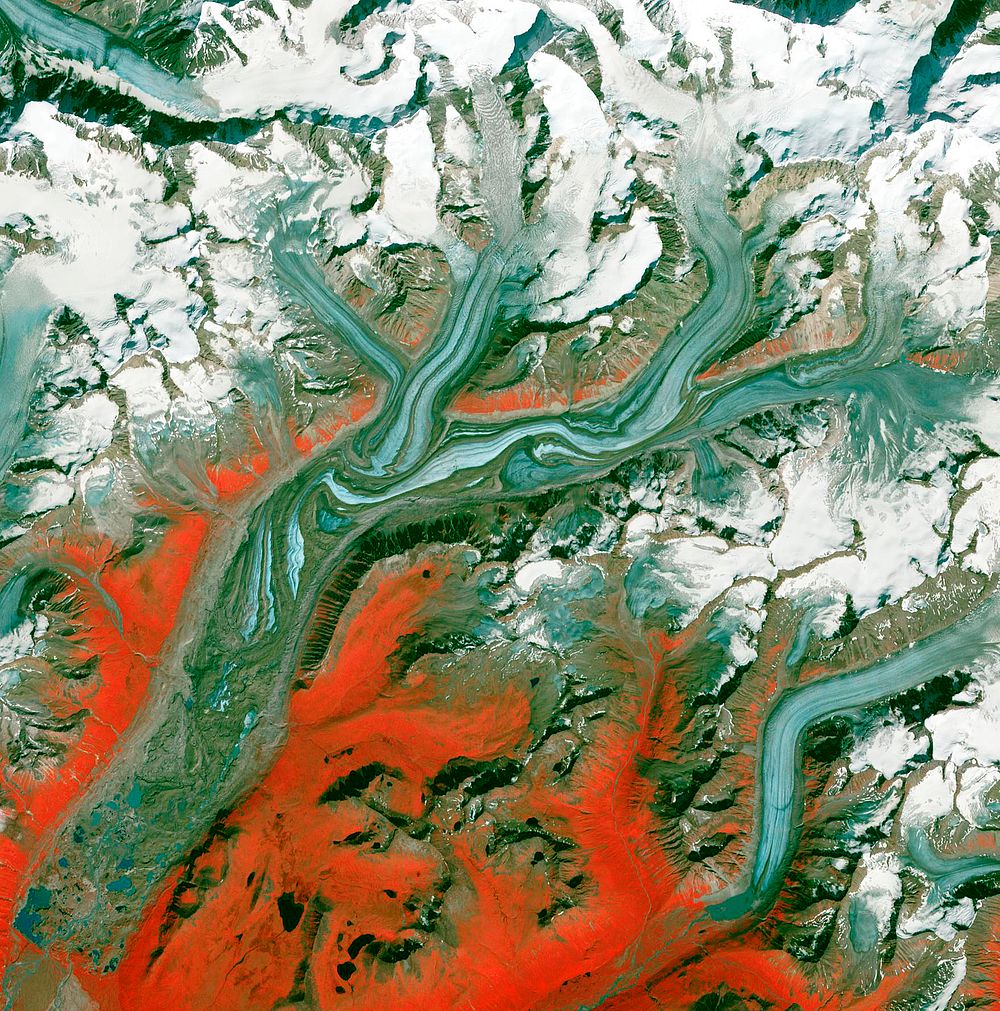 The Sustina Glacier in the Alaska Range. Original from NASA. Digitally enhanced by rawpixel.