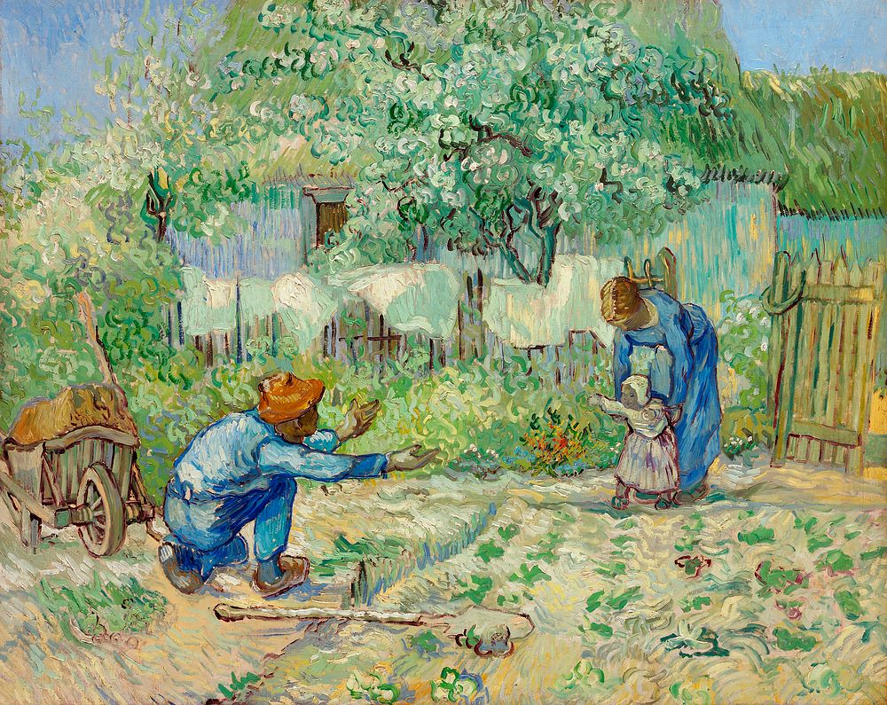 First Steps, after Millet (1890) by Vincent Van Gogh. Original from the MET Museum. Digitally enhanced by rawpixel.
