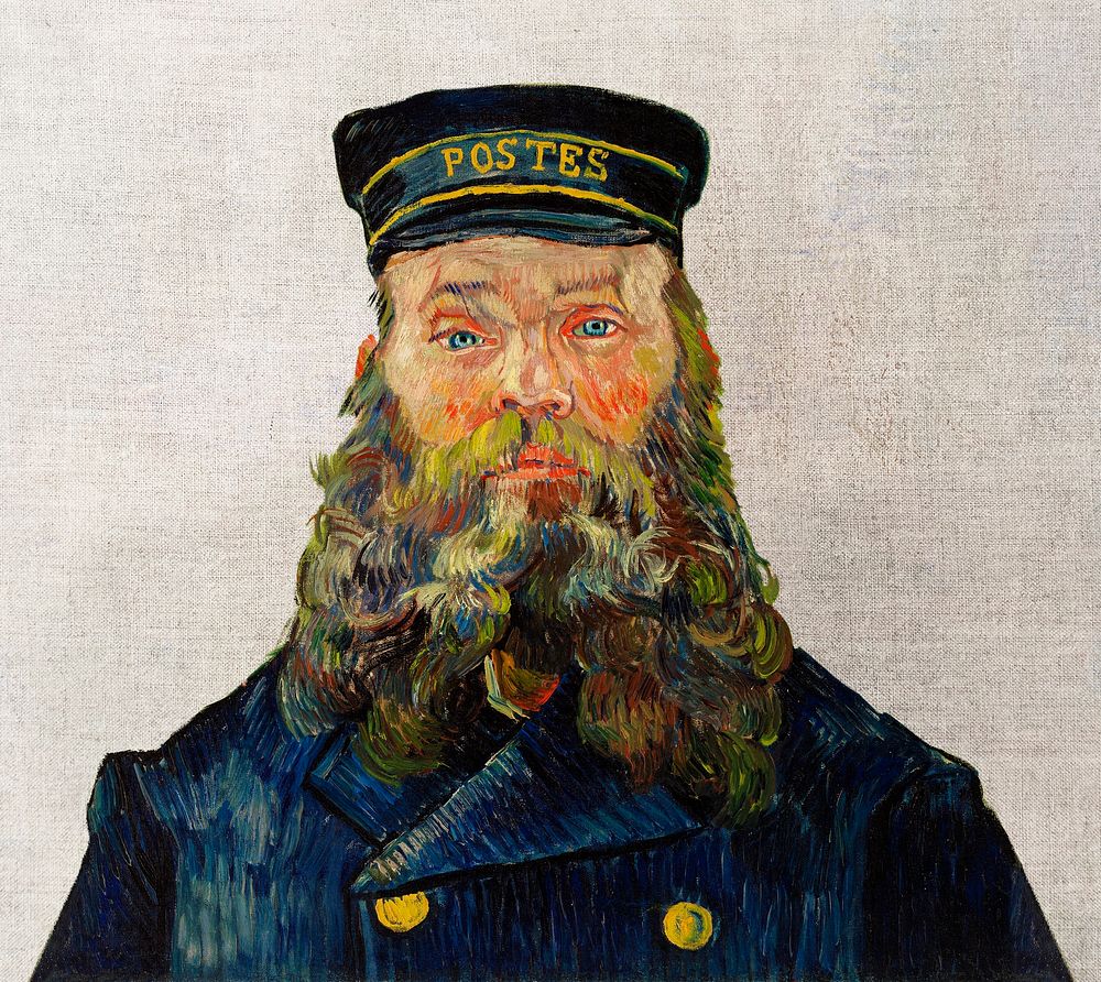 Van Gogh's Portrait of the Postman Joseph Roulin illustration, vintage artwork, remastered by rawpixel