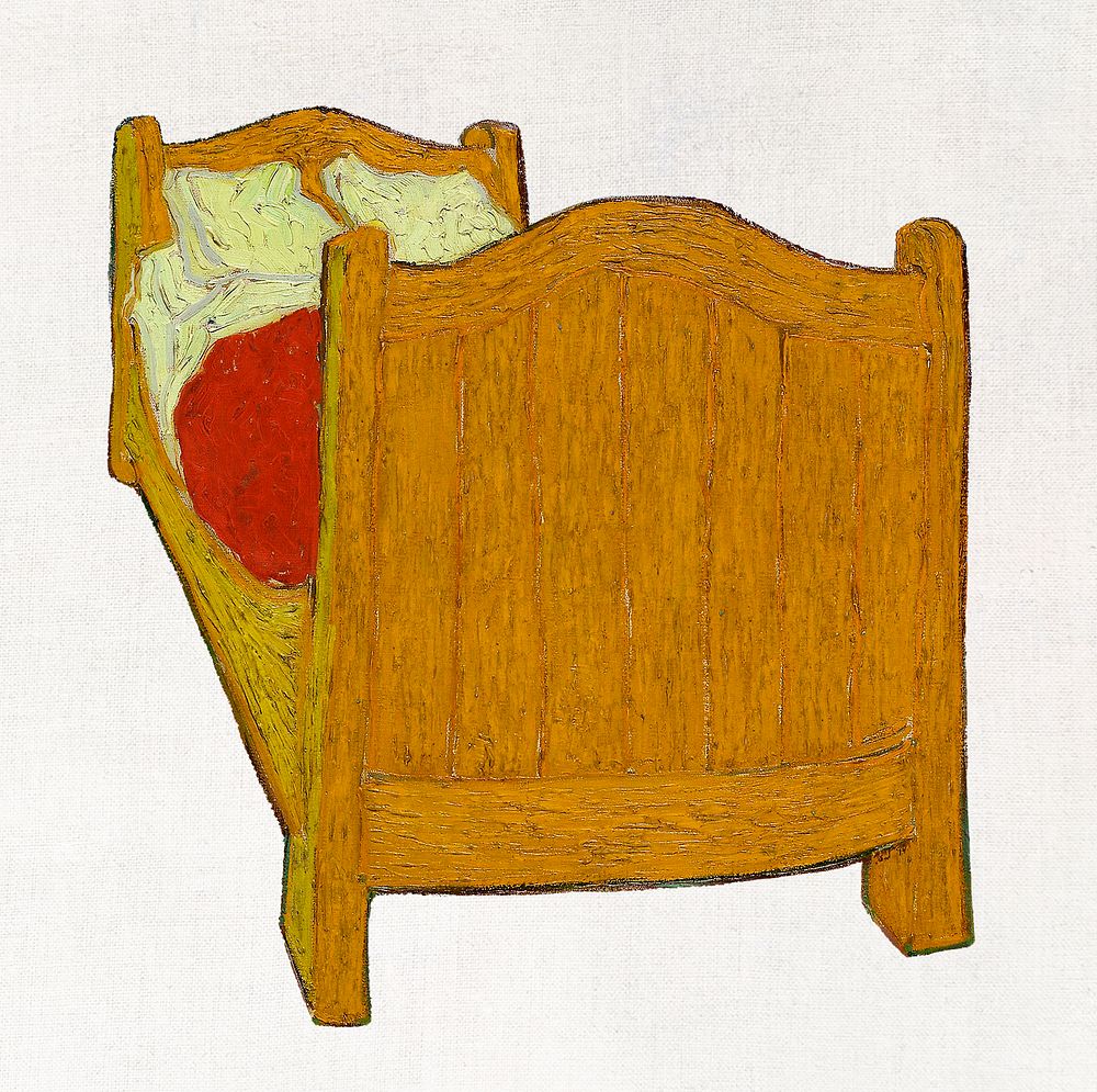 Bed clipart from Van Gogh's Bedroom in Arles, vintage painting psd, remastered by rawpixel