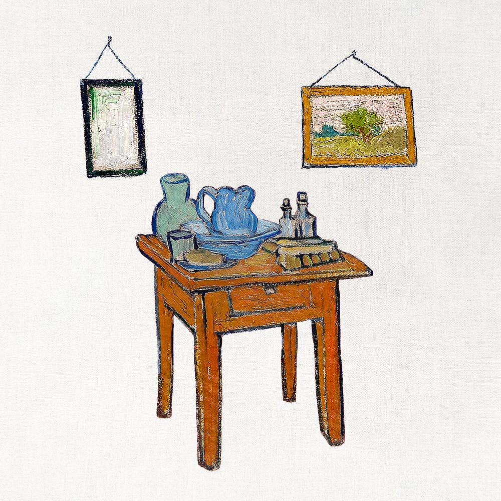 Living room illustration from Van Gogh's Bedroom in Arles, famous painting, remastered by rawpixel