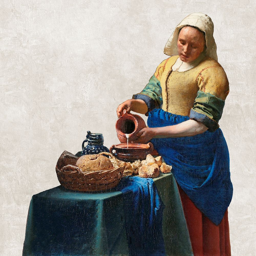 The milkmaid illustration, Johannes Vermeer's famous artwork, remastered by rawpixel