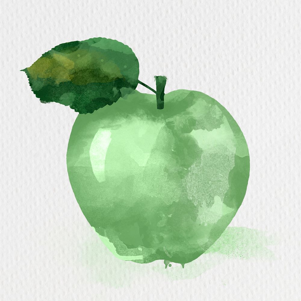 Green apple watercolor illustration 