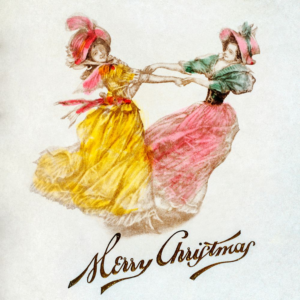 Christmas Dinner Card with Women Dancing (1900) by Battery Park Hotel, Asheville, NYC. Original from The New York Public…