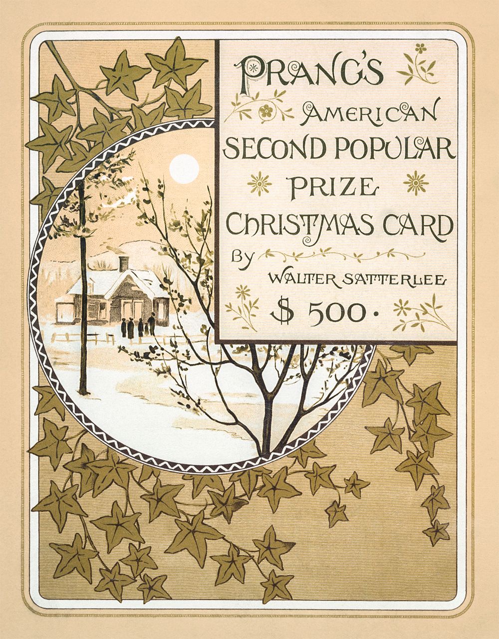 Vintage Christmas Card by L. Prang & Co. Original from The New York Public Library. Digitally enhanced by rawpixel.