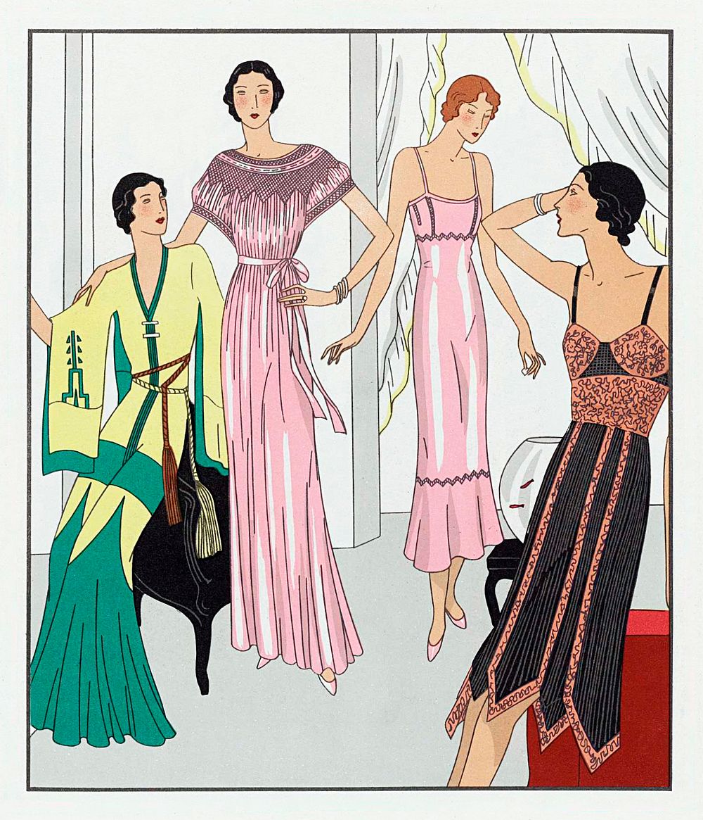 Nightdresses (1931) fashion illustration in high resolution by Maggy Rouff and Premet. Original from the Rijksmuseum.…
