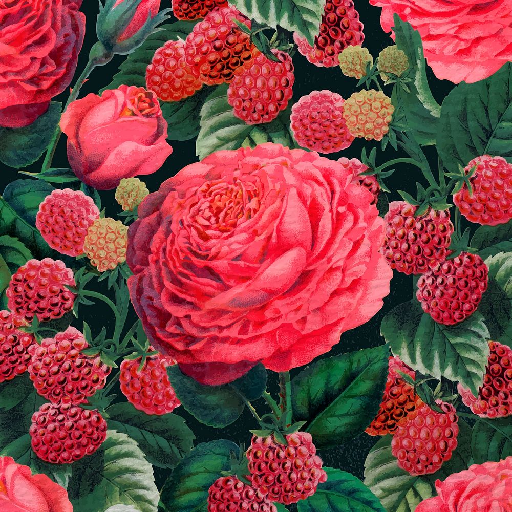 Pink flower, botanical background, vintage aesthetic vector