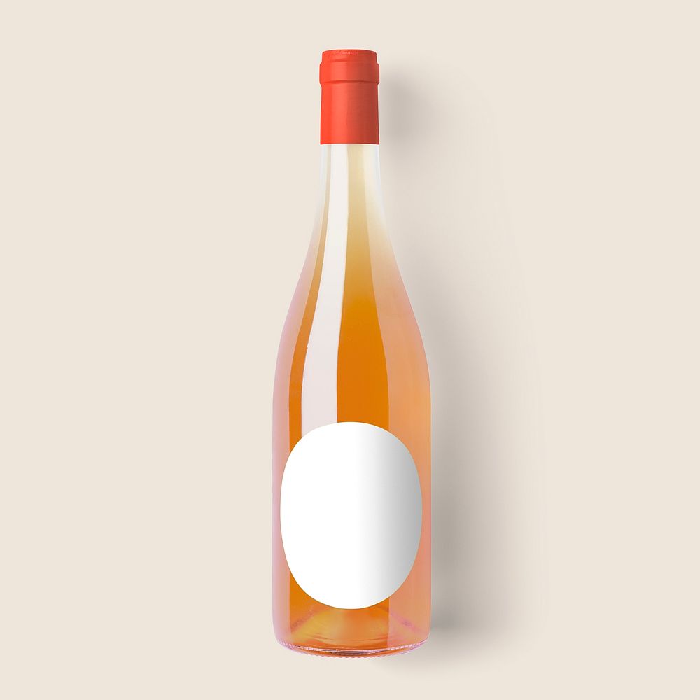 Orange wine bottle, blank white label