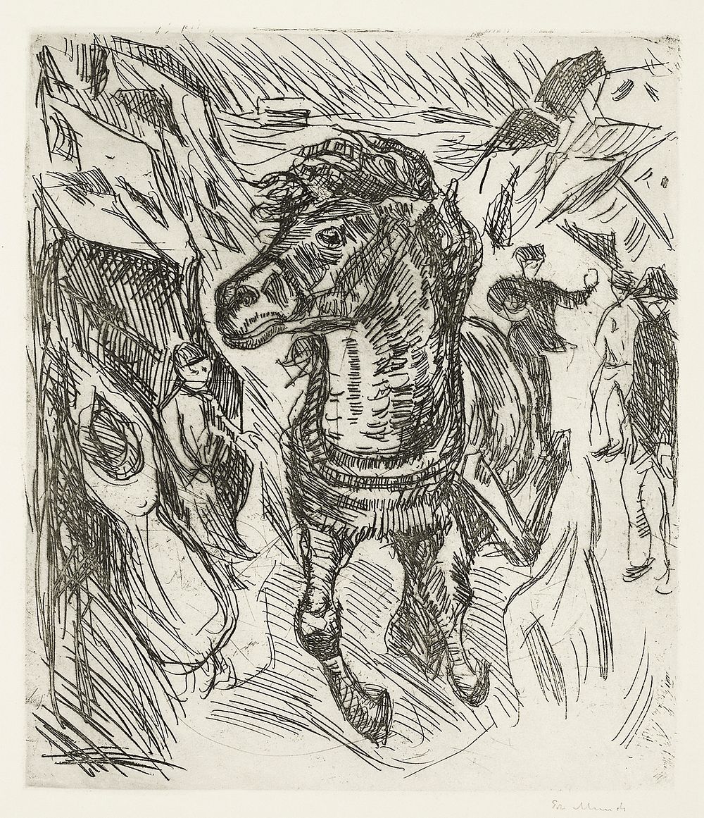 Galloping Horse (1915) by Edvard Munch. Original from The Art Institute of Chicago. Digitally enhanced by rawpixel.