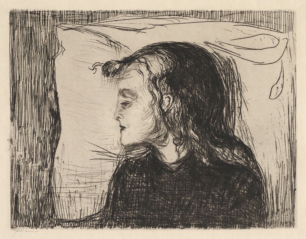 The Sick Girl (1896) by Edvard Munch. Original from The MET Museum. Digitally enhanced by rawpixel.