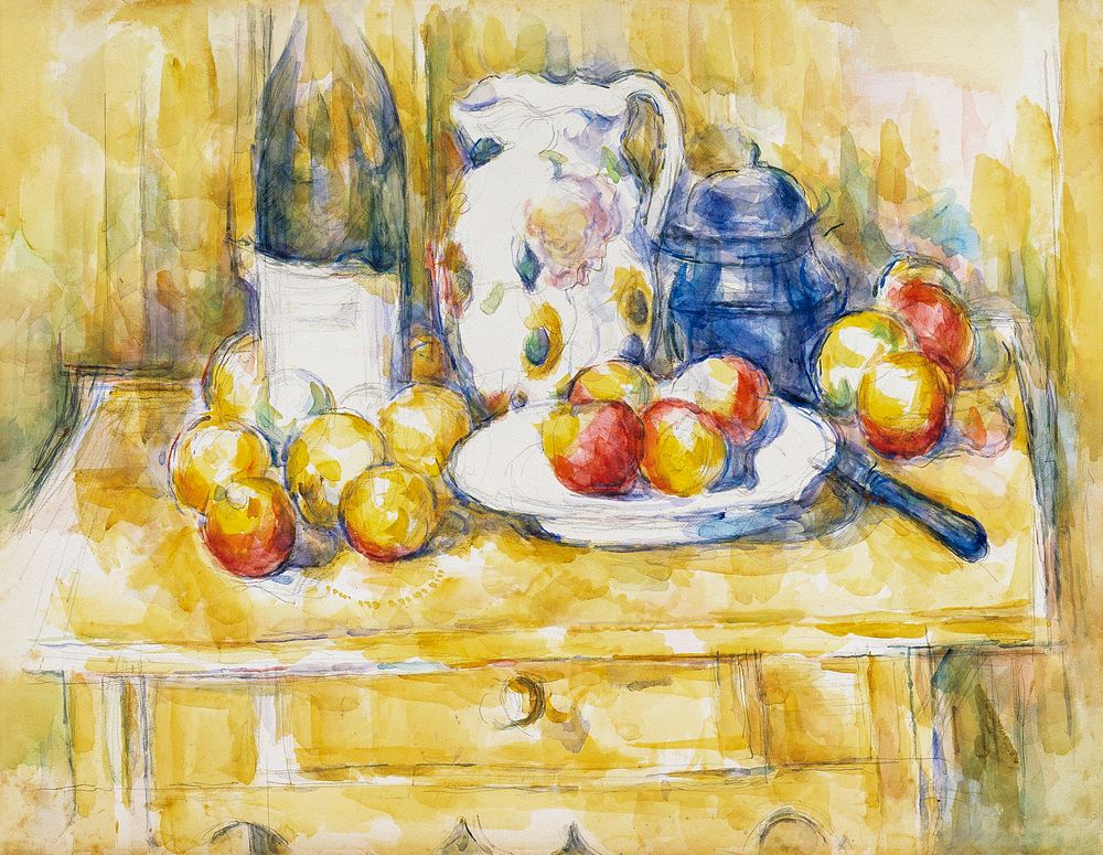 Paul C&eacute;zanne's Apples on a Sideboard (1900&ndash;1906) still life painting. Original from the Dallas Museum of Art.…
