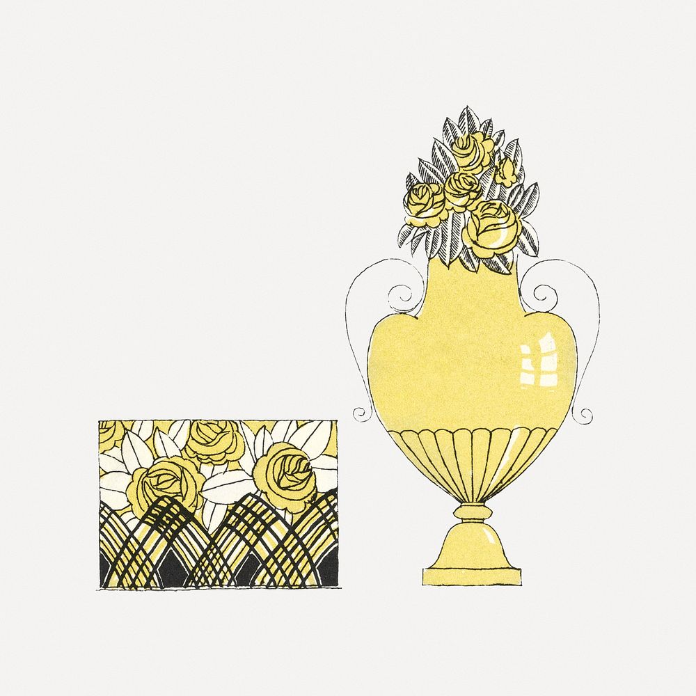 Vintage yellow perfume bottle psd, remixed from the artworks by Mario Simon