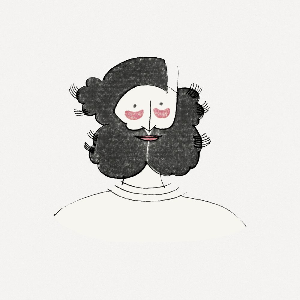 Man with beard illustration psd, remixed from the artworks by Charles Martin