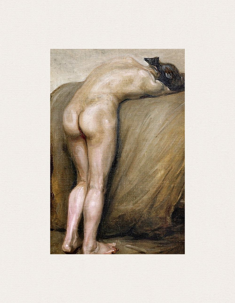 Woman showing her nude bum.Reclining Female Nude/Verso: Female Nude Seen From The Rear (1905) by John Covert. Original from…