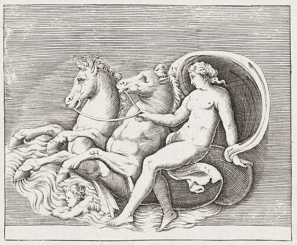Female Nude with Two Seahorses (1599&ndash;1622) by Anonymous. Original from The MET museum. Digitally enhanced by rawpixel.