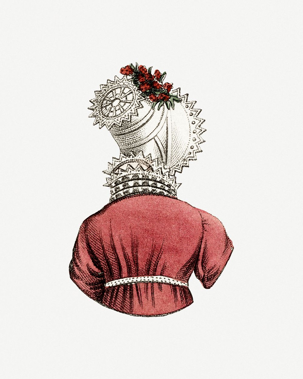 Vintage fashion head dress illustration, remix from artworks by John Bell