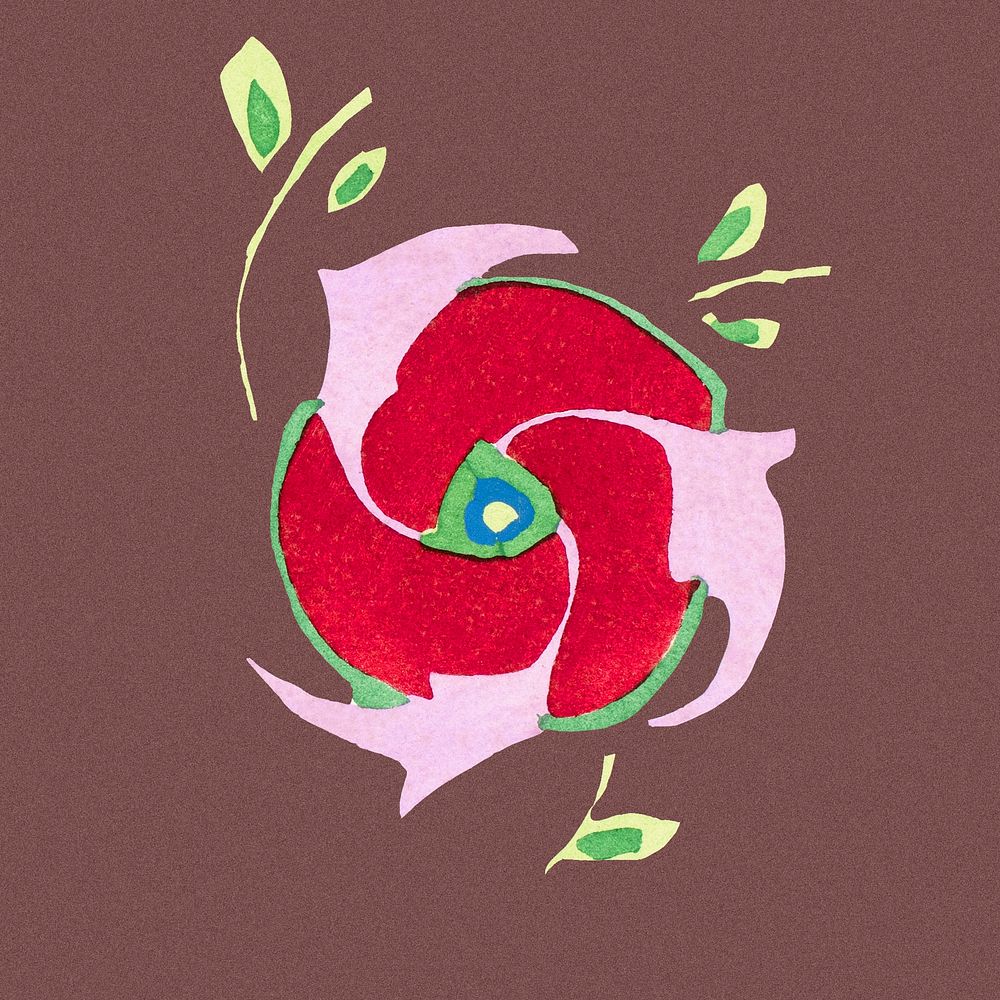 Rose flower clip art, vintage art deco illustration