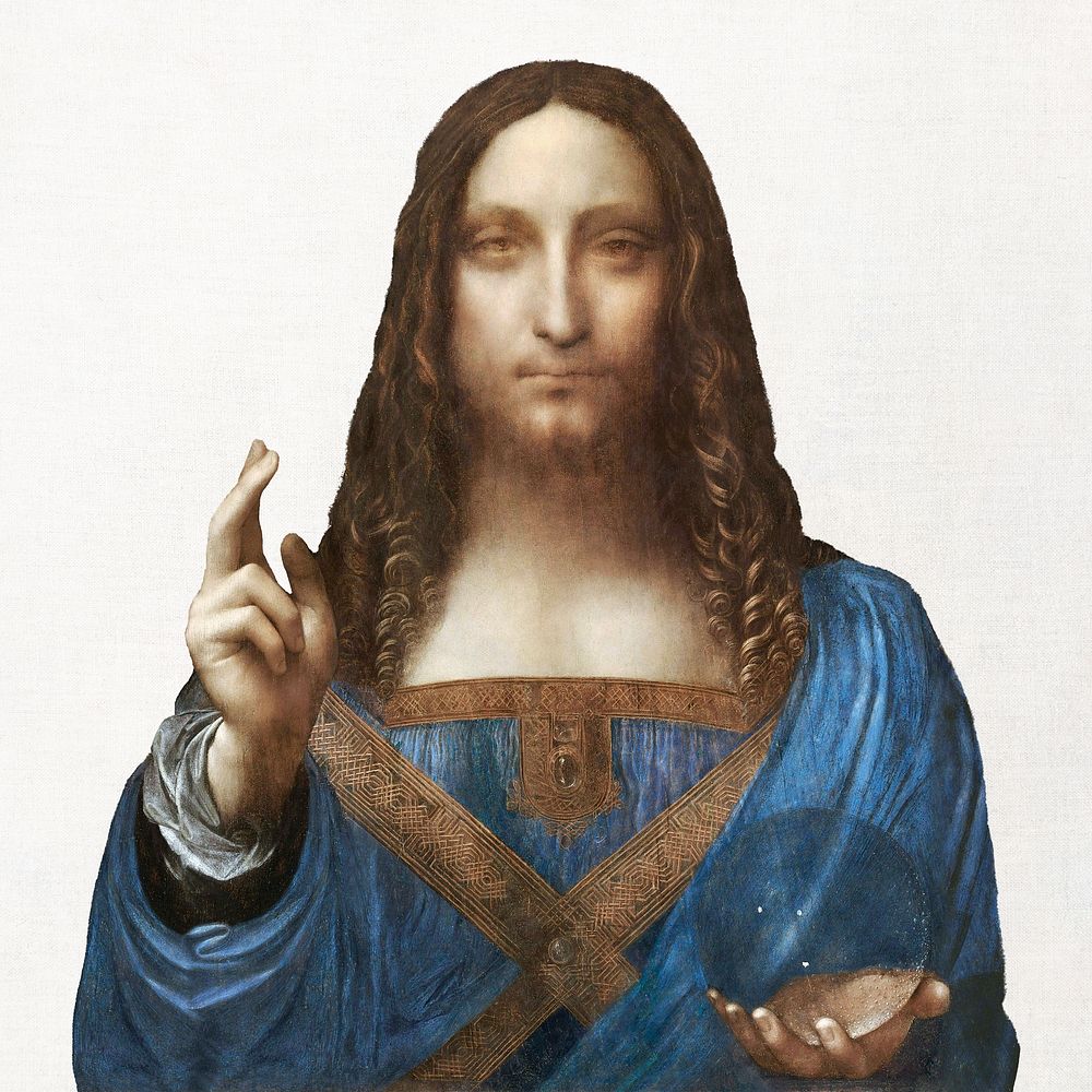 Salvator Mundi illustration, Leonardo da Vinci's famous portrait, remastered by rawpixel