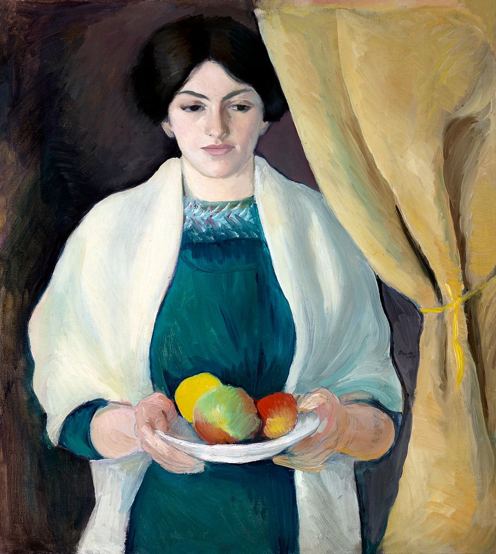 August Macke's Portrait of the Artist's Wife (1909) famous painting. Original from Wikimedia Commons. Digitally enhanced by…