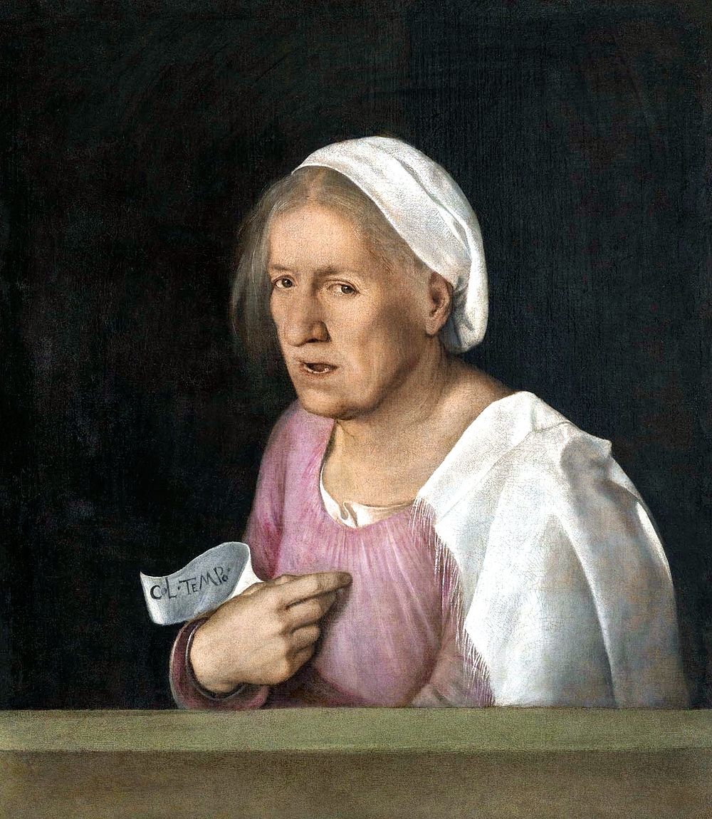 Giorgione's Old Woman (1508&ndash;1509) famous painting. Original from Wikimedia Commons. Digitally enhanced by rawpixel.