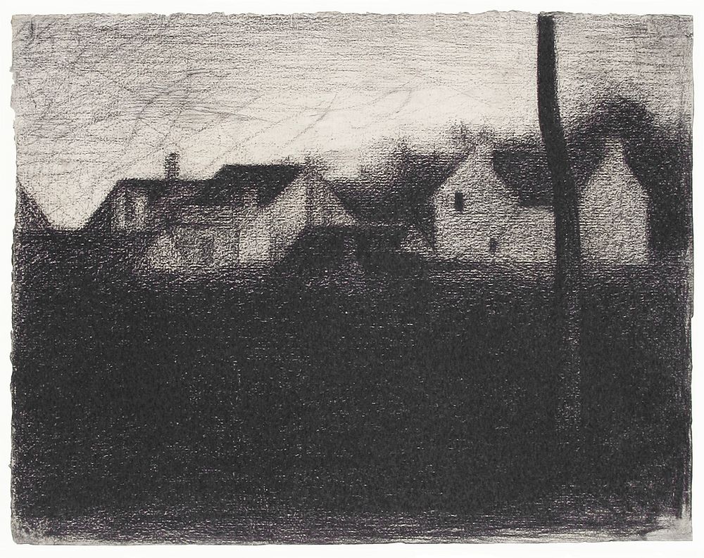Landscape With Houses (ca. 1881&ndash;1882) by Georges Seurat. Original from The MET Museum. Digitally enhanced by rawpixel.