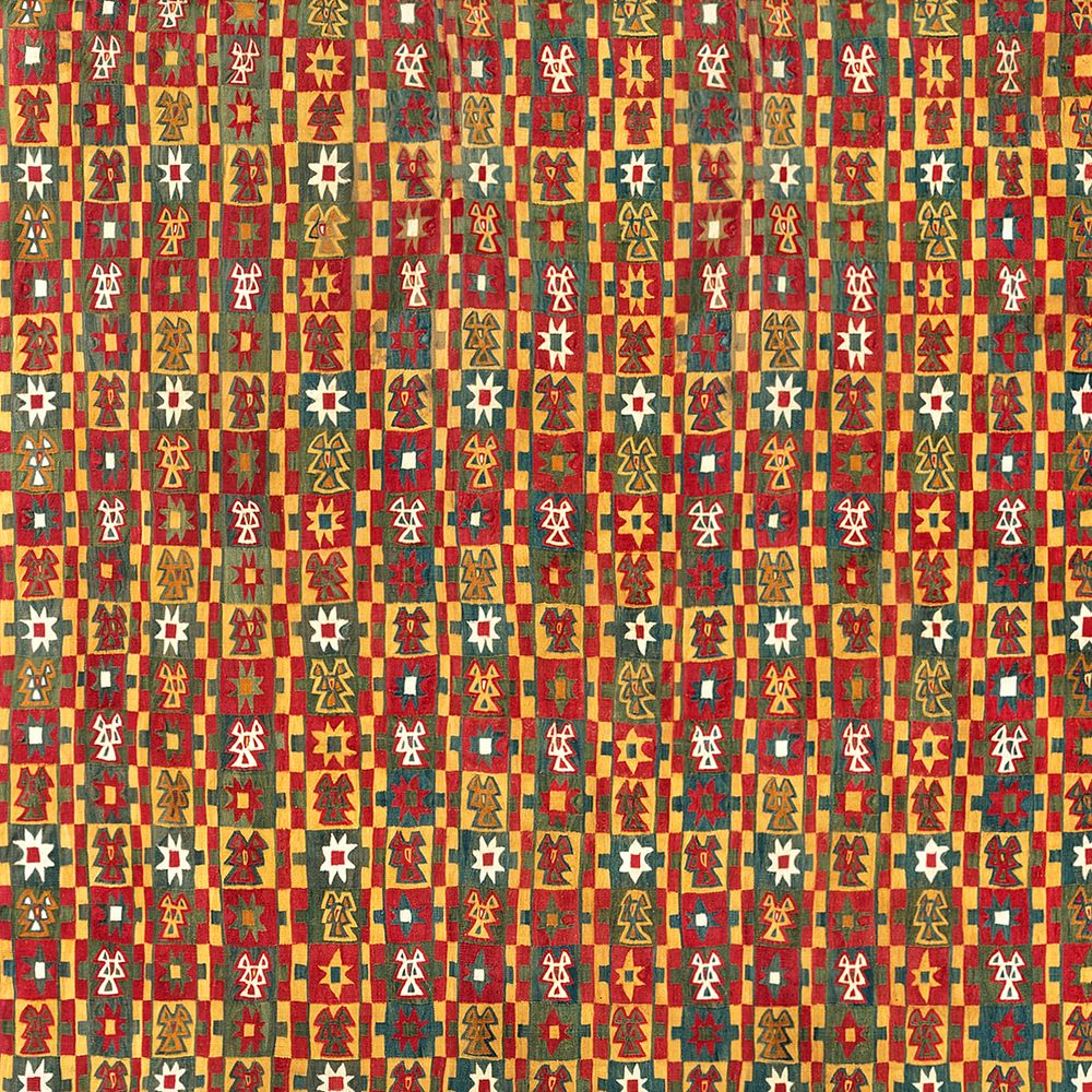 Vintage colorful folk art pattern background, featuring public domain artworks