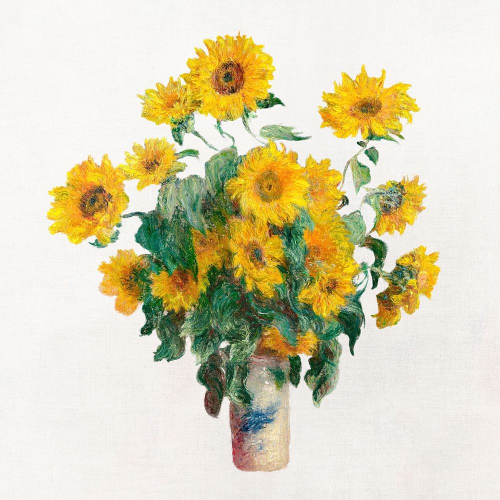 Bouquet of Sunflowers clipart, Monet's famous flower artwork psd, remastered by rawpixel