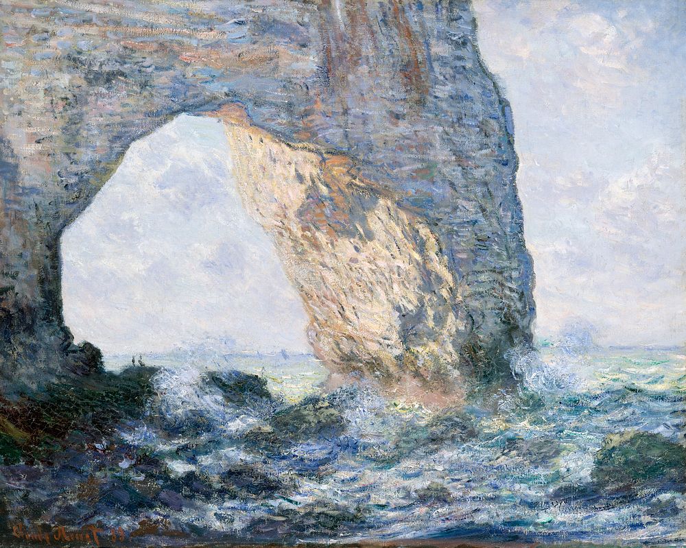 The Manneporte (&Eacute;tretat) (1883) by Claude Monet, high resolution famous painting. Original from The MET. Digitally…