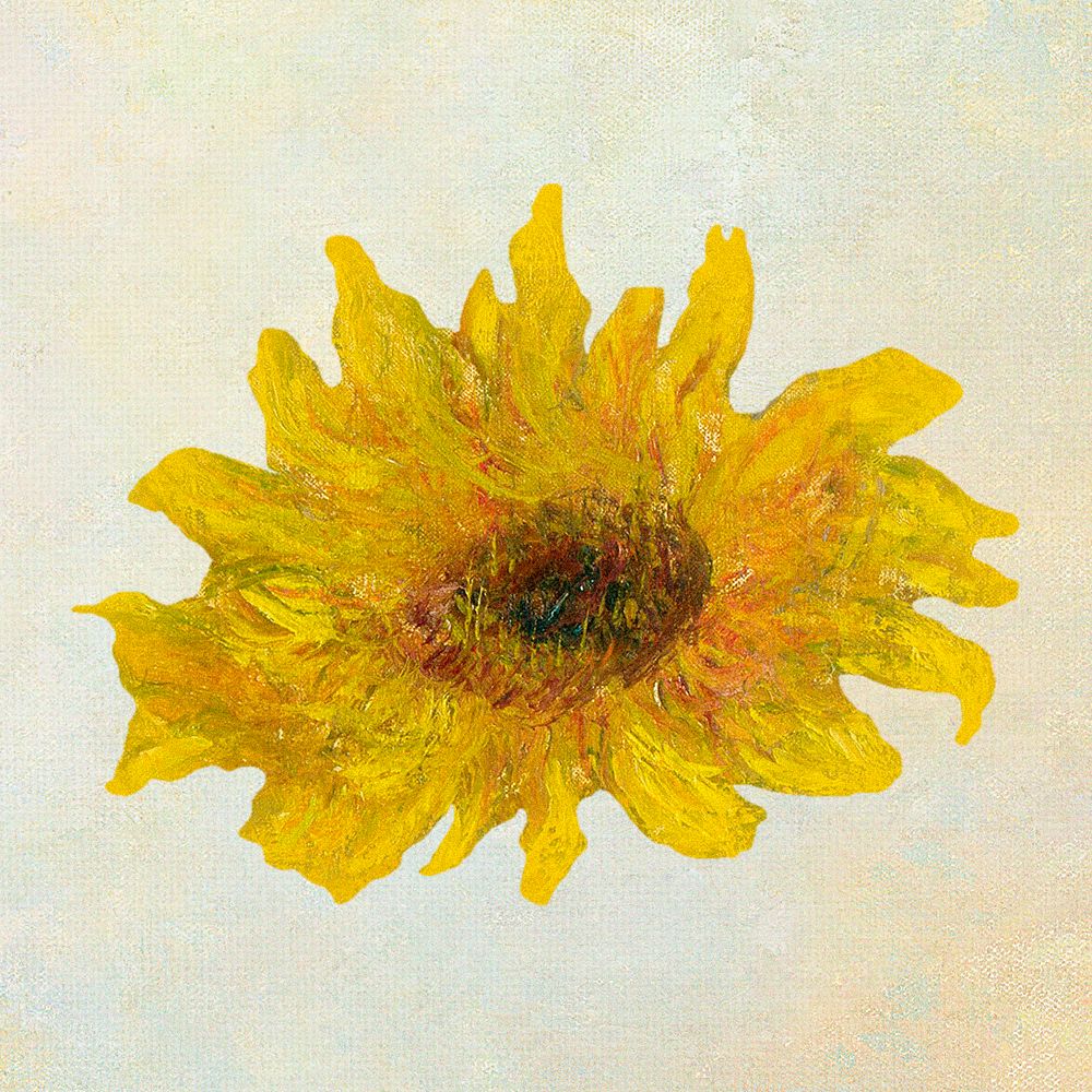 Vintage Sunflower remixed from the artworks of Claude Monet.