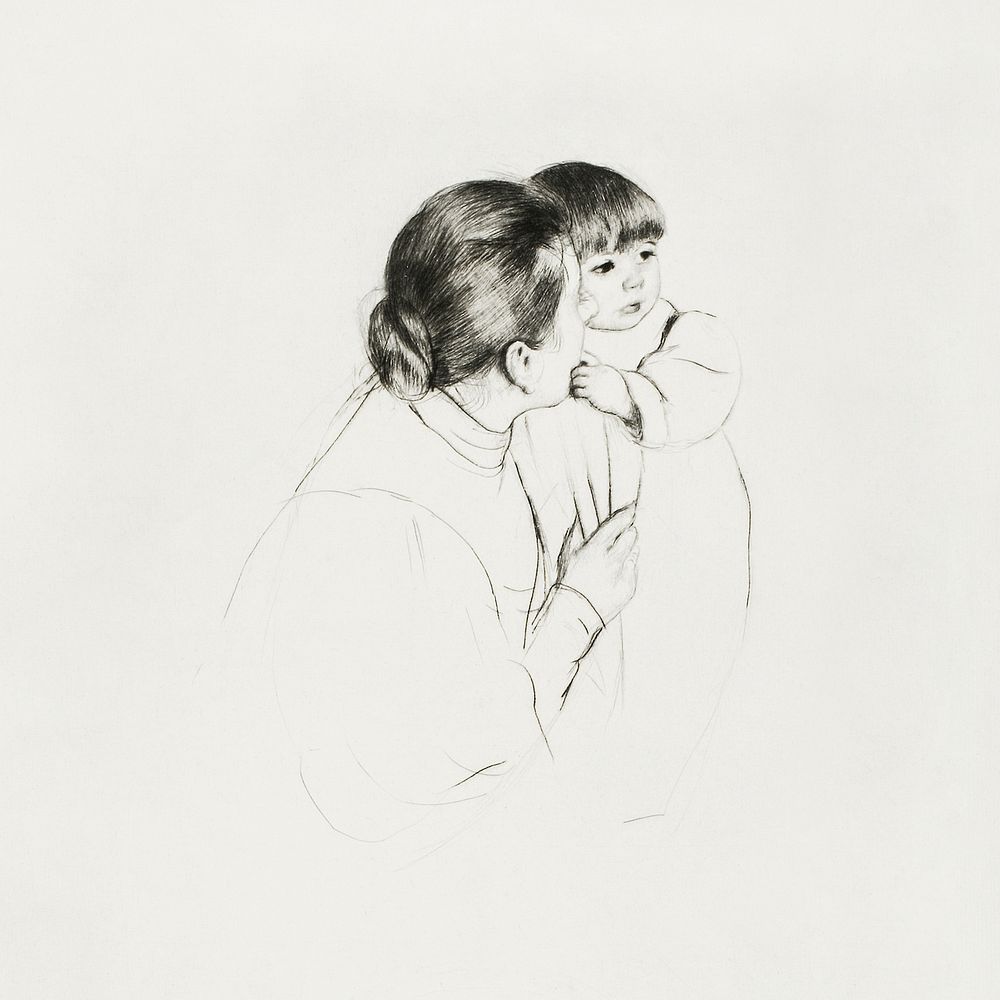 Peasant Mother and Child (1894) by Mary Cassatt. Original portrait drawing from The Art Institute of Chicago. Digitally…