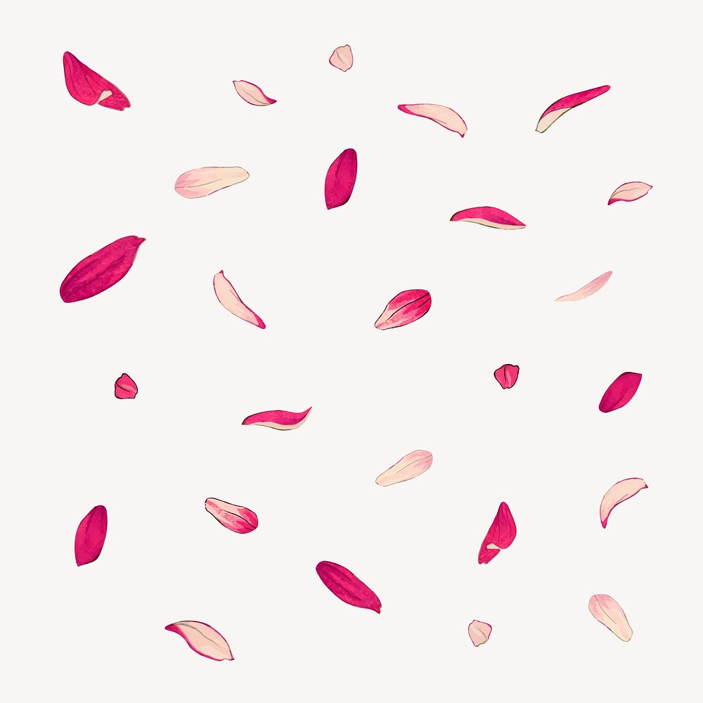 Pink flower petals background, ukiyo e floral art vector