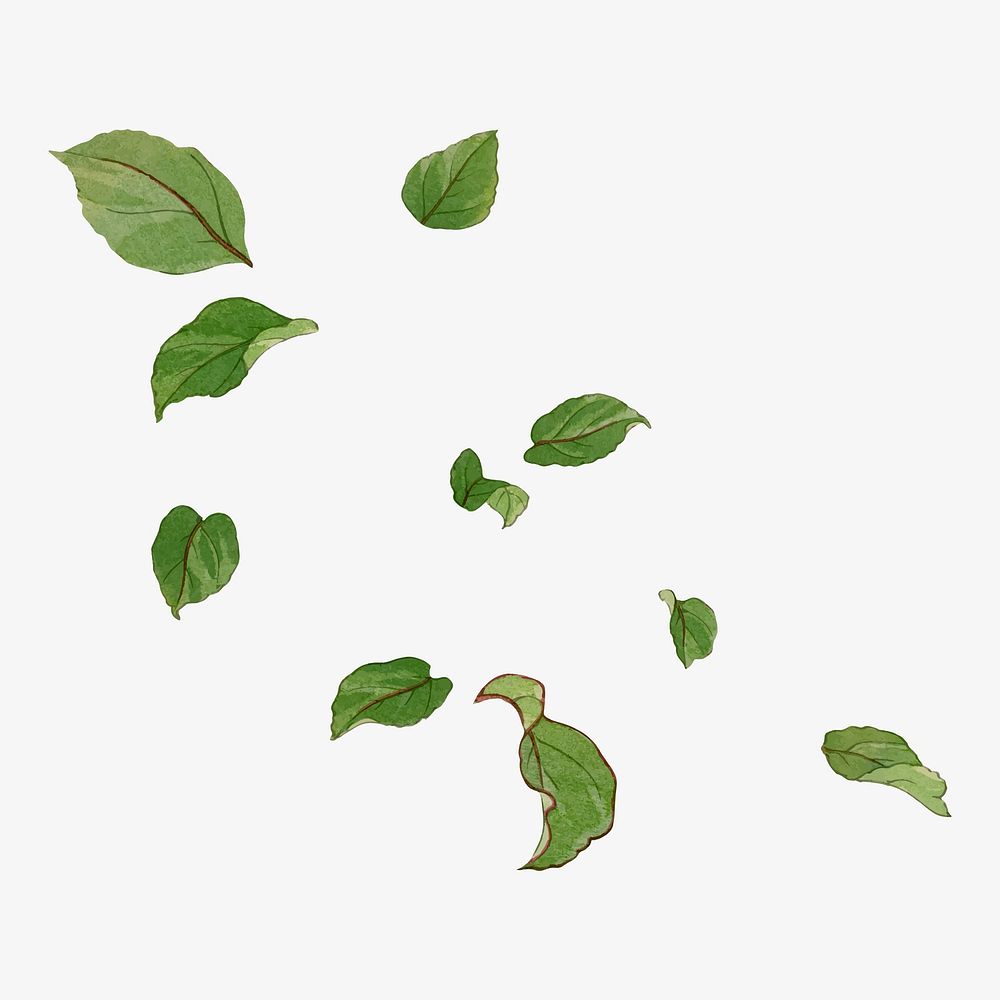 Falling leaf collage element, vintage Japanese art vector