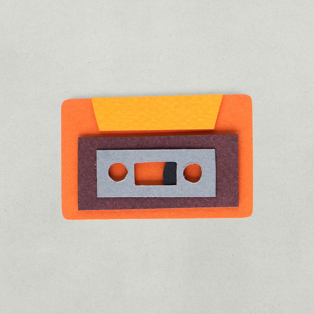 Paper craft design of tape cassette icon