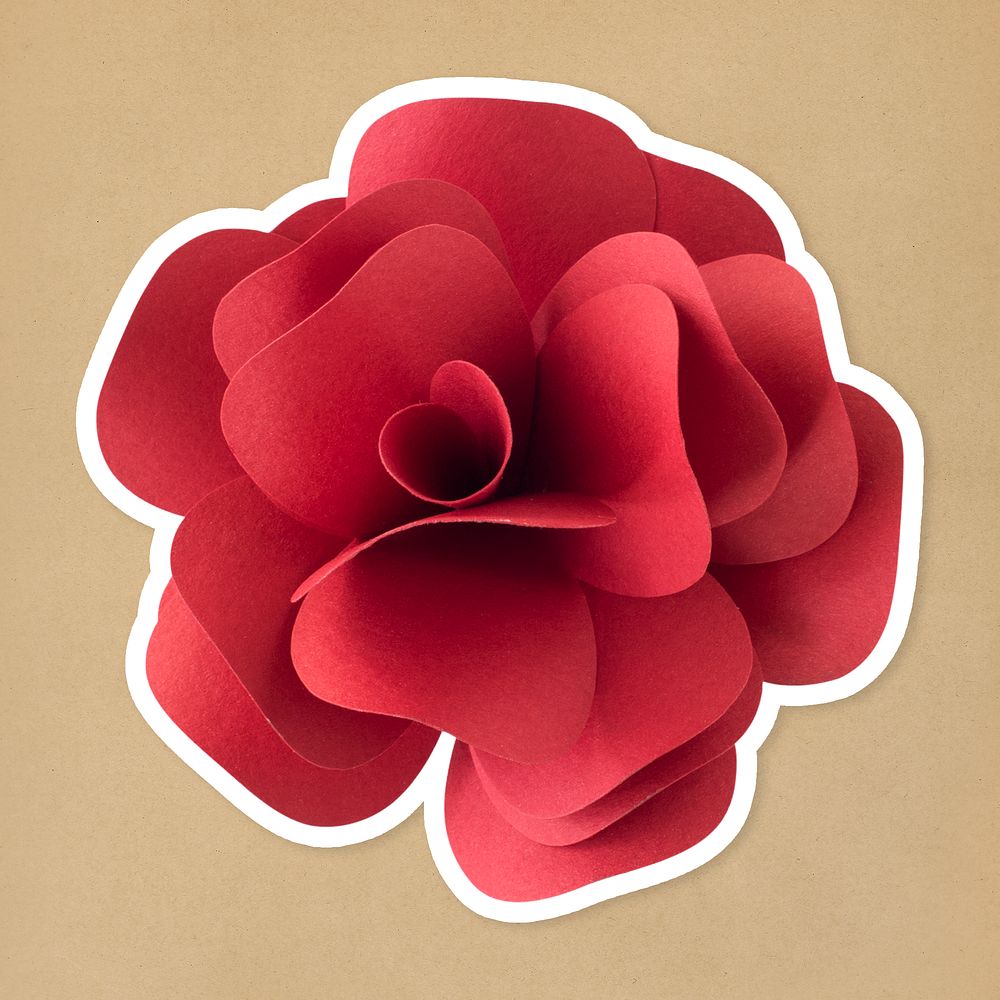 Rose 3D papercraft flower sticker mockup