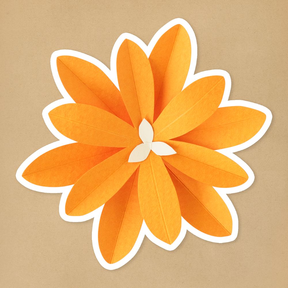 Orange flower sticker paper craft mockup