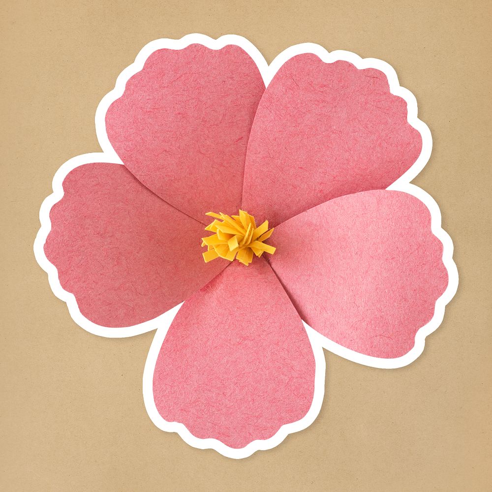 Pink hibiscus sticker paper craft mockup