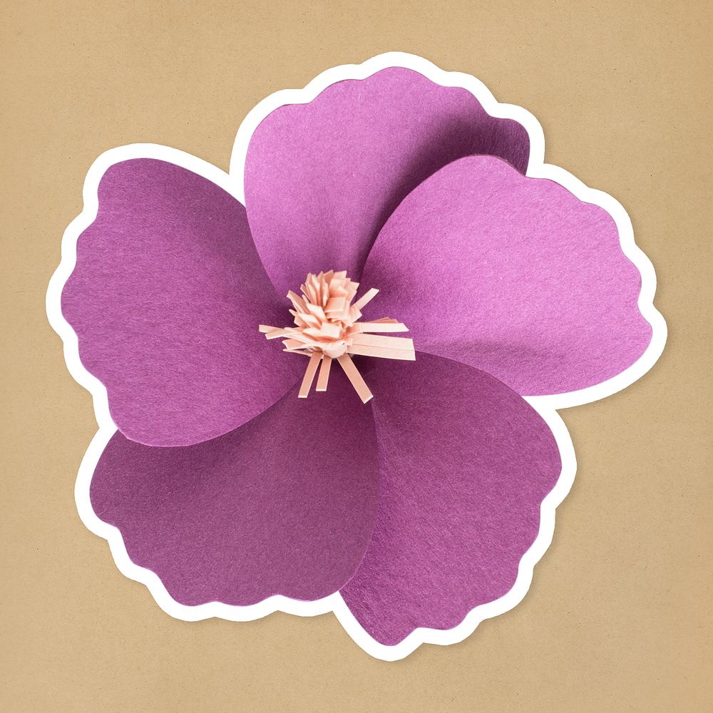 Purple flower sticker paper craft mockup