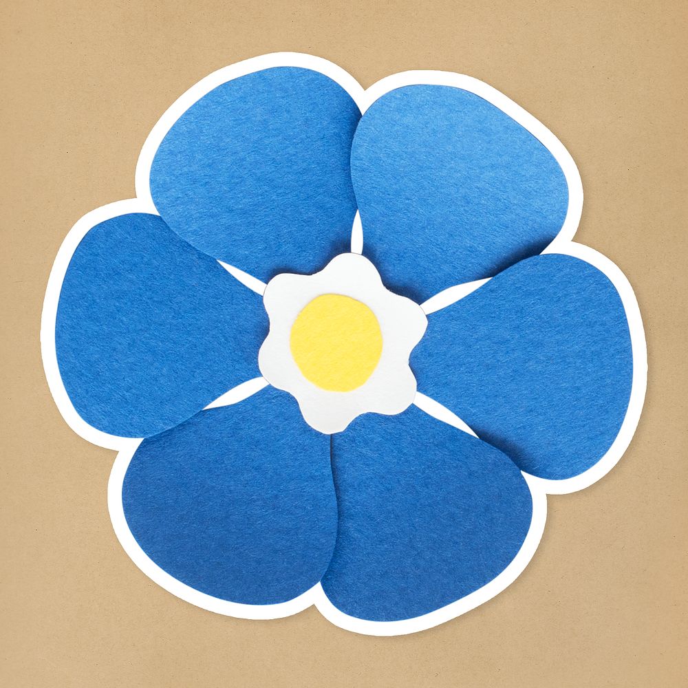 Forget me not flower sticker paper craft mockup